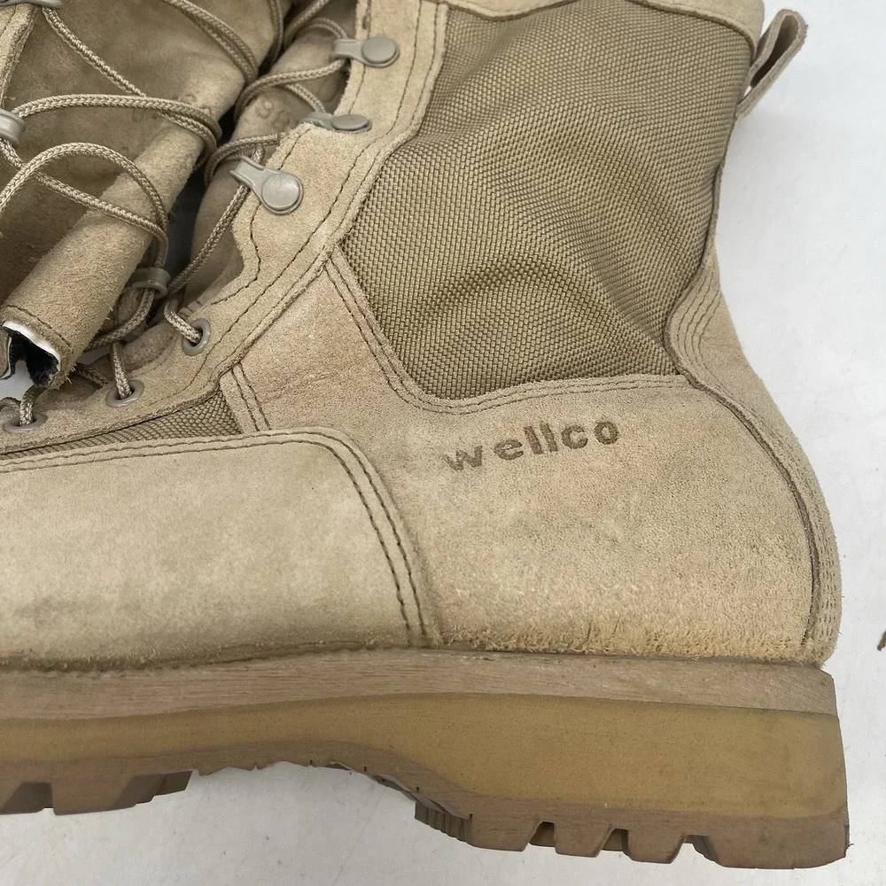 Wellco Hot Weather Desert Combat Boots Mens 11.5 Beige Lace Up Outdoor Suede